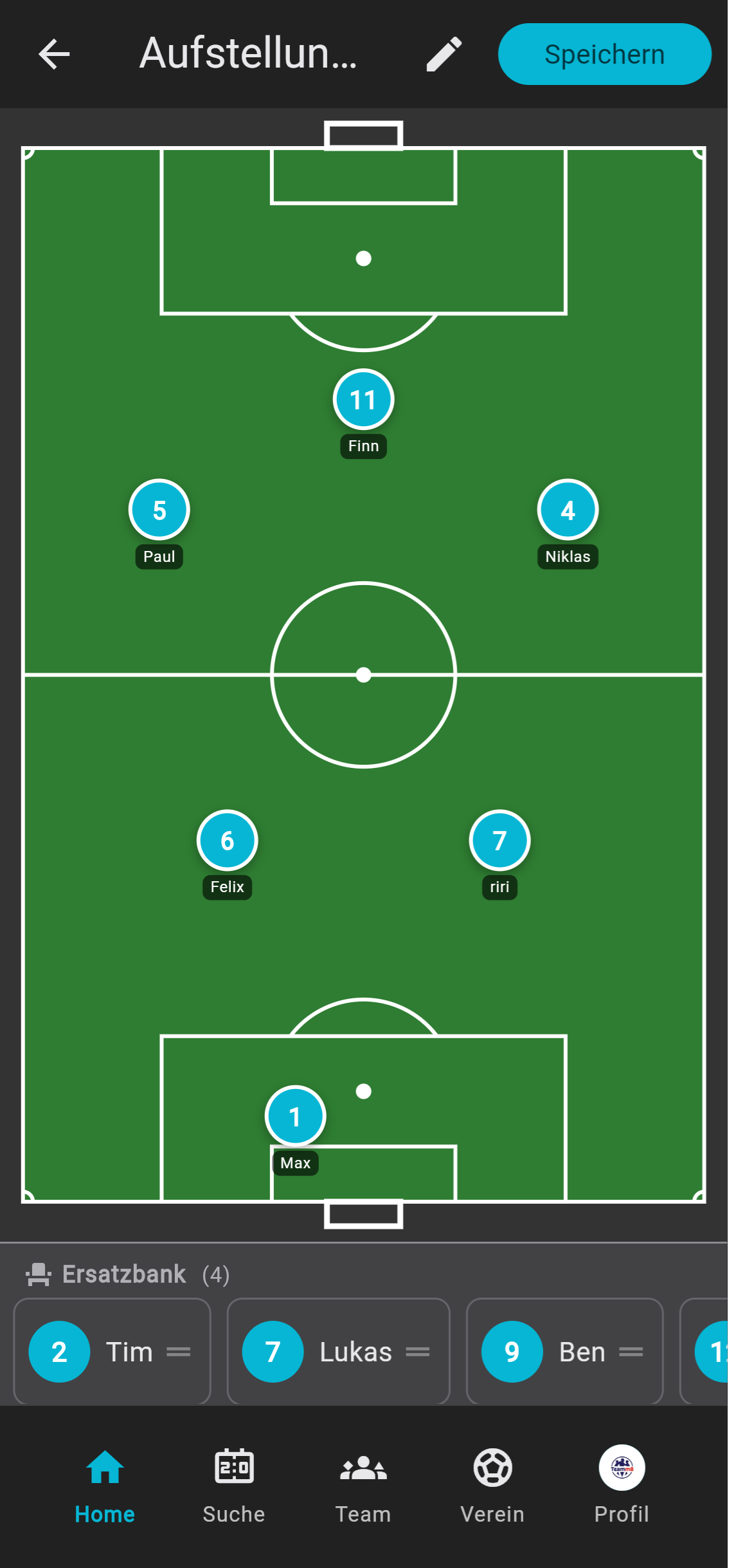 Training & Spiele - Aufstellung