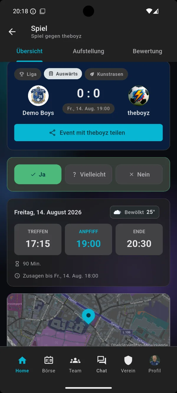 Event Details: Training & Spiele in der bolzn-App