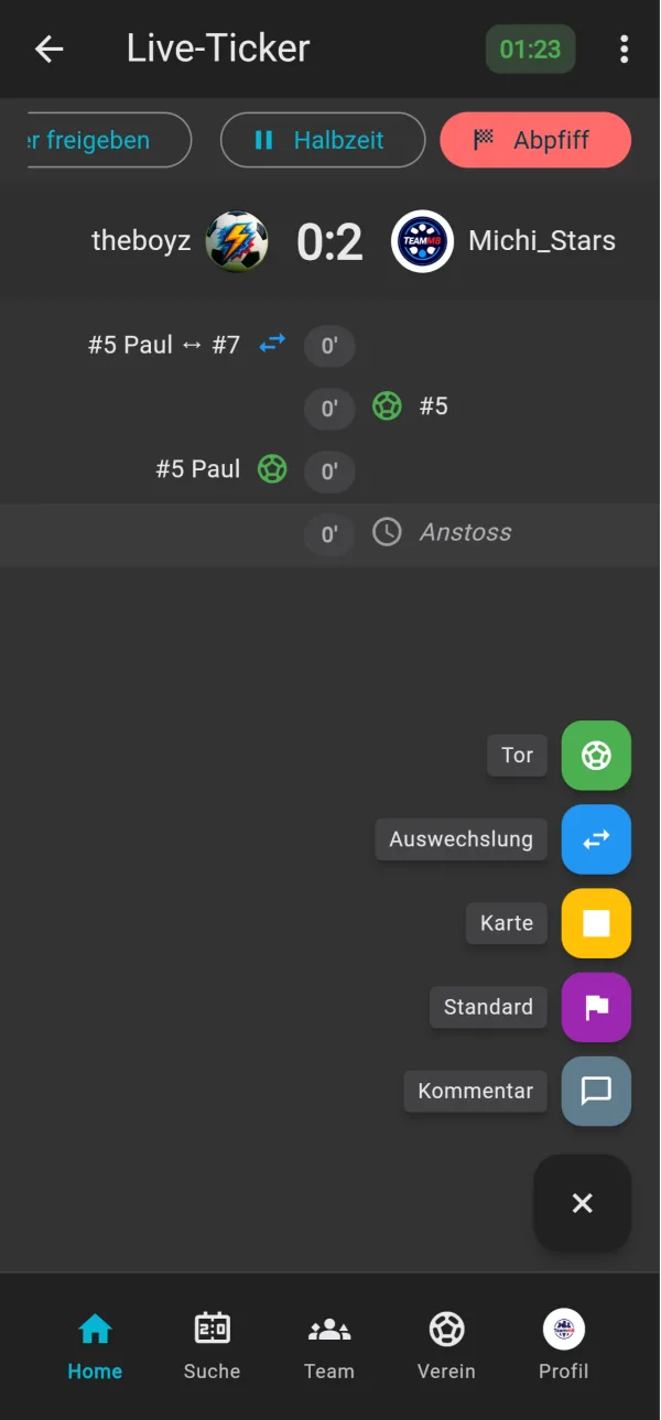 Liveticker: Liveticker & Chat in der bolzn-App