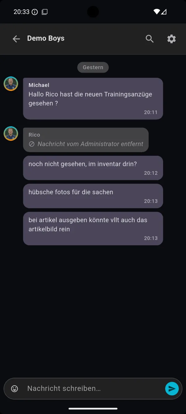 Team-Chat: Liveticker & Chat in der bolzn-App