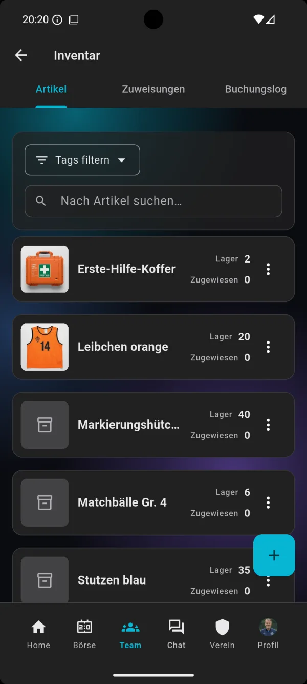 Artikel: Inventar & Materialausgabe in der bolzn-App