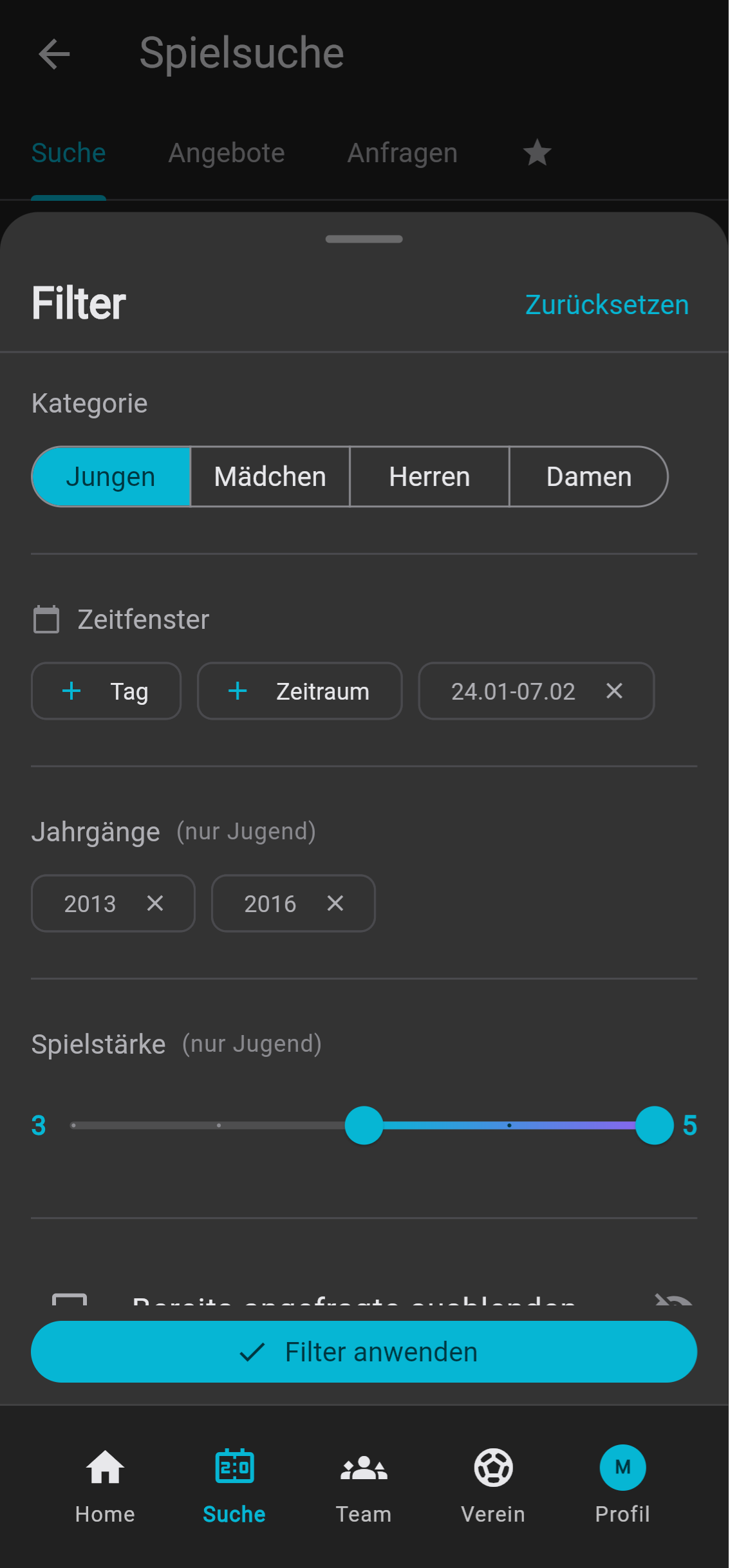 Spielebörse - Filter