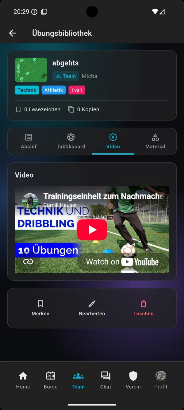 Übung: Taktikboard & Übungen in der bolzn-App