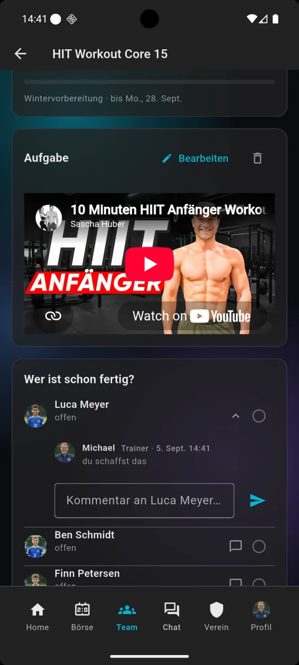 Aufgabe: Trainingspläne & Aufgaben in der bolzn-App